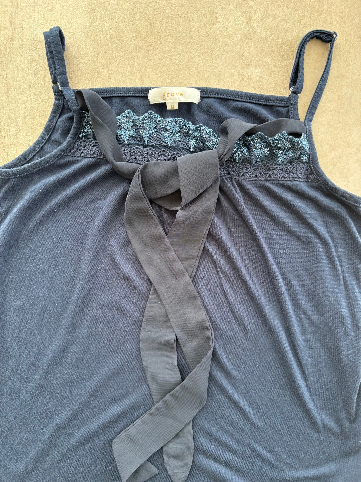 00's Japanese Dark Blue Cami w/ Tie