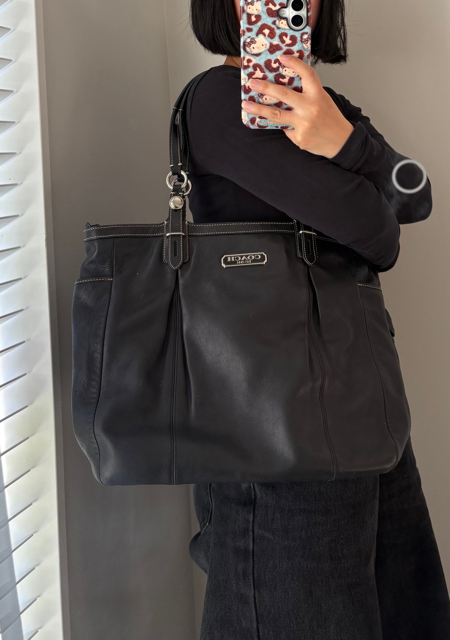 Coach Black Leather Tote Bag