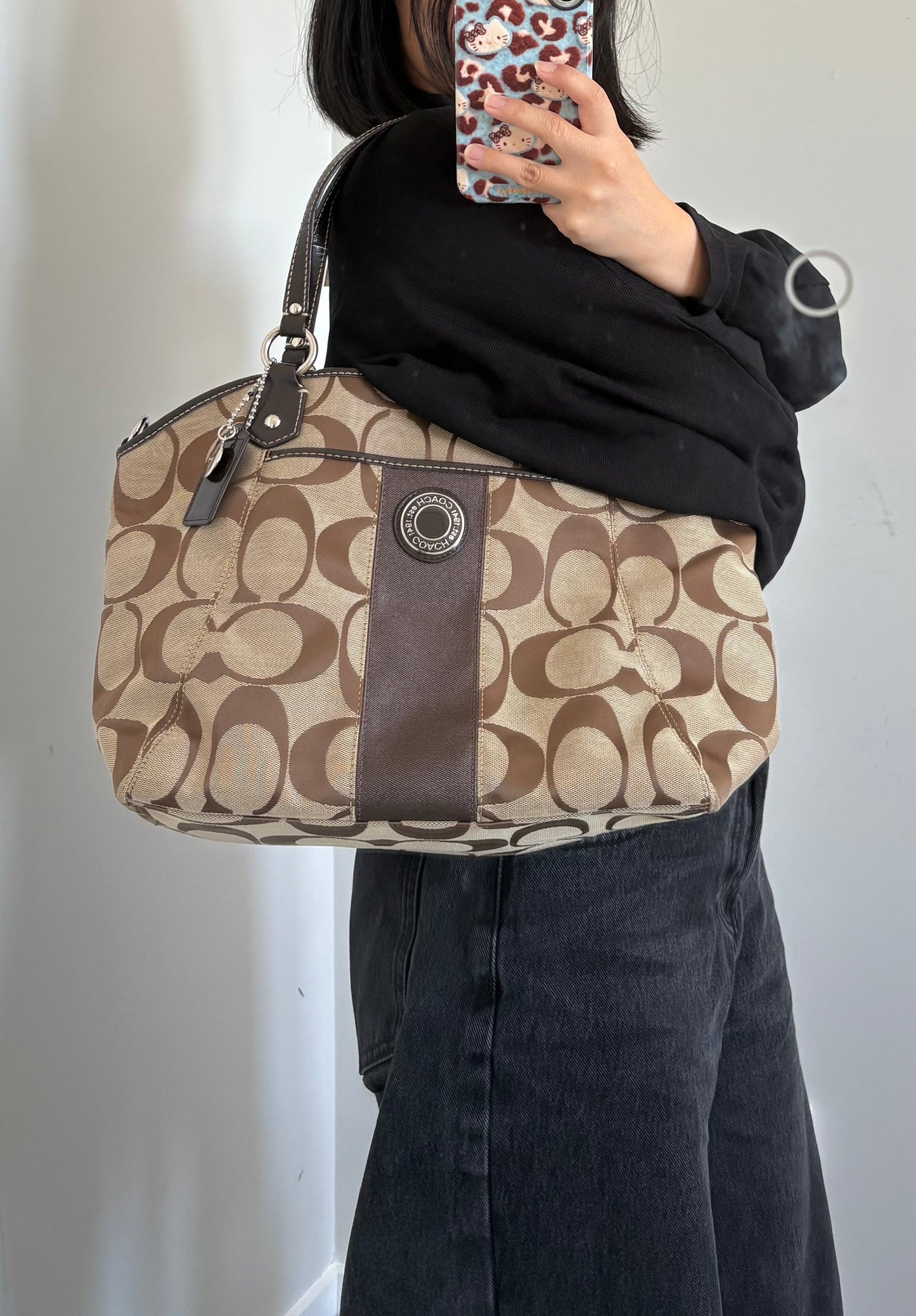 Coach Signature Stripe Shoulder Bag