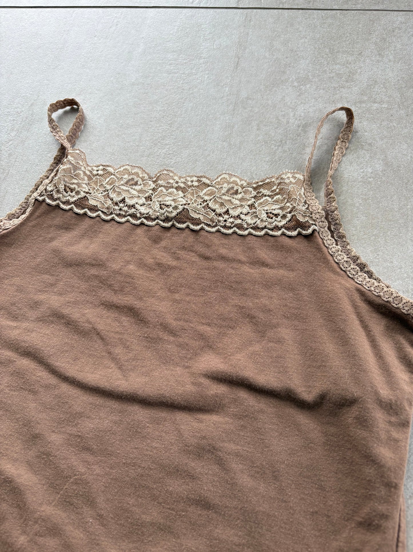 00's Japanese Brown Cami w/ Lace Details