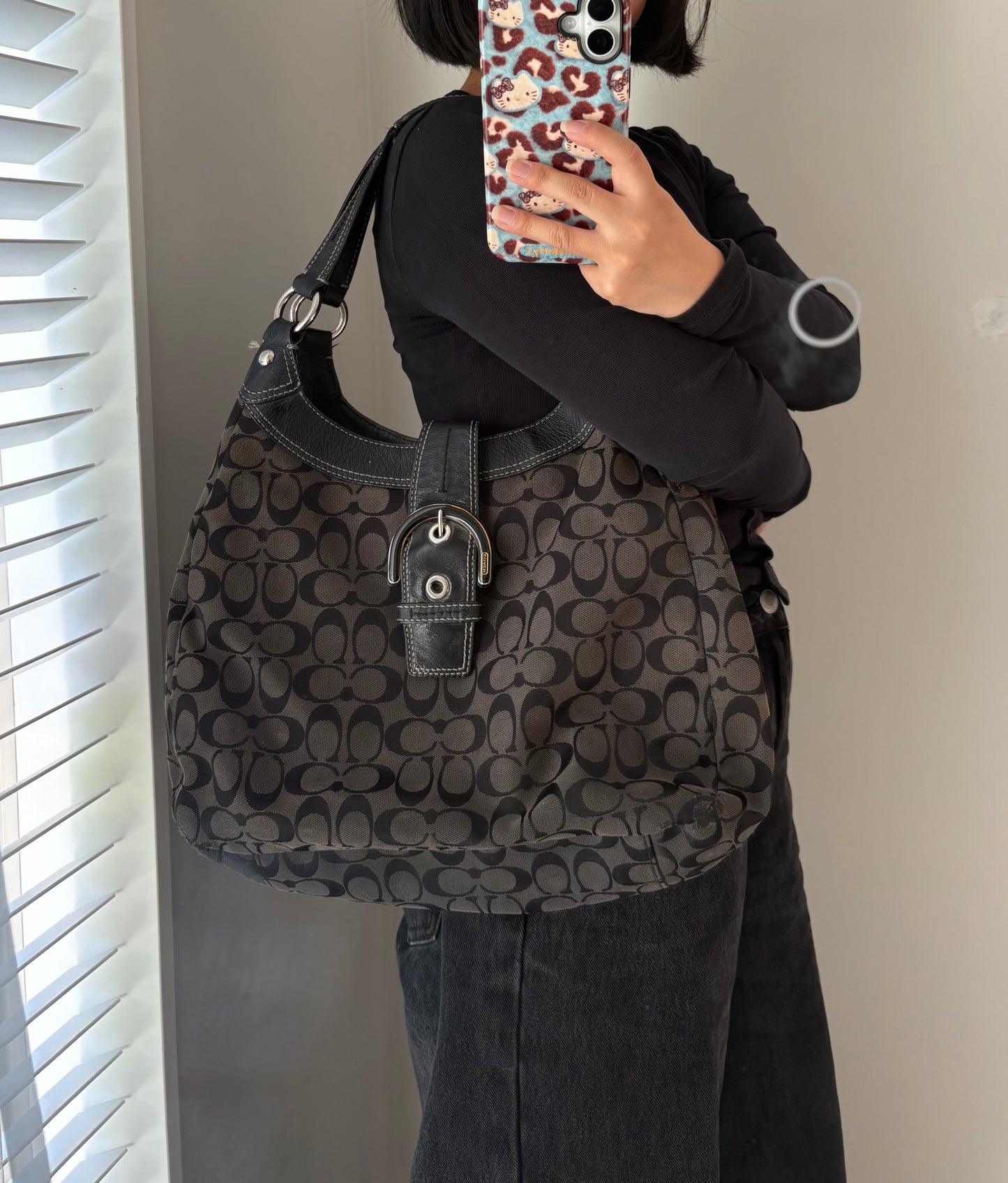 Coach Black Signature Soho Lynn Shoulder Bag *AF
