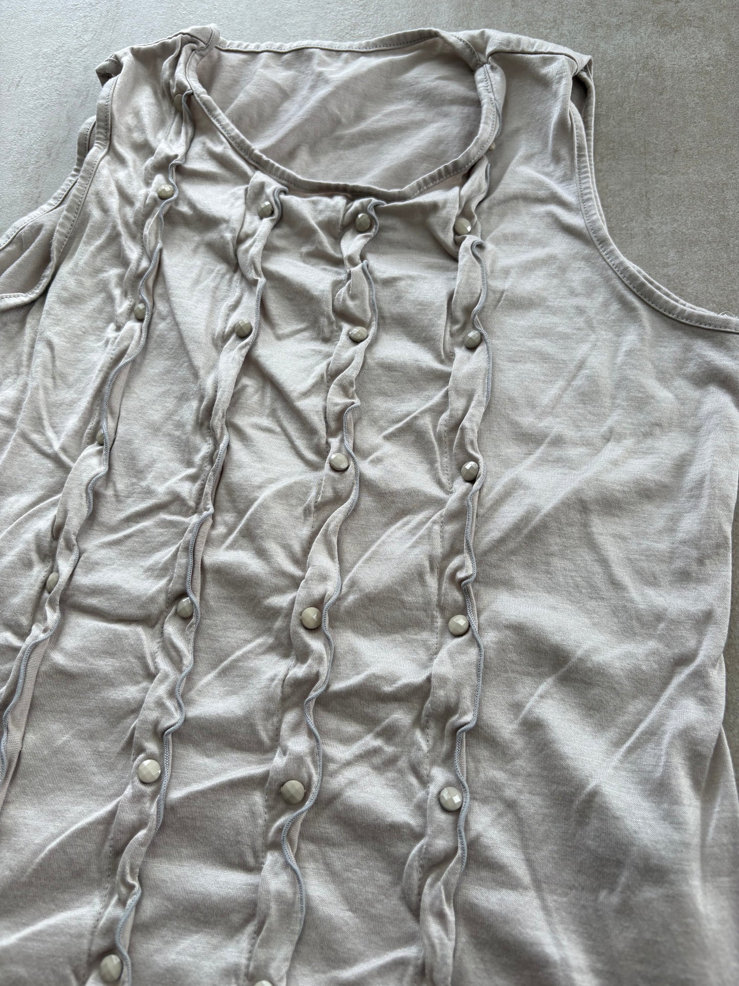 00's Japanese Beige Ruffle Tank Top