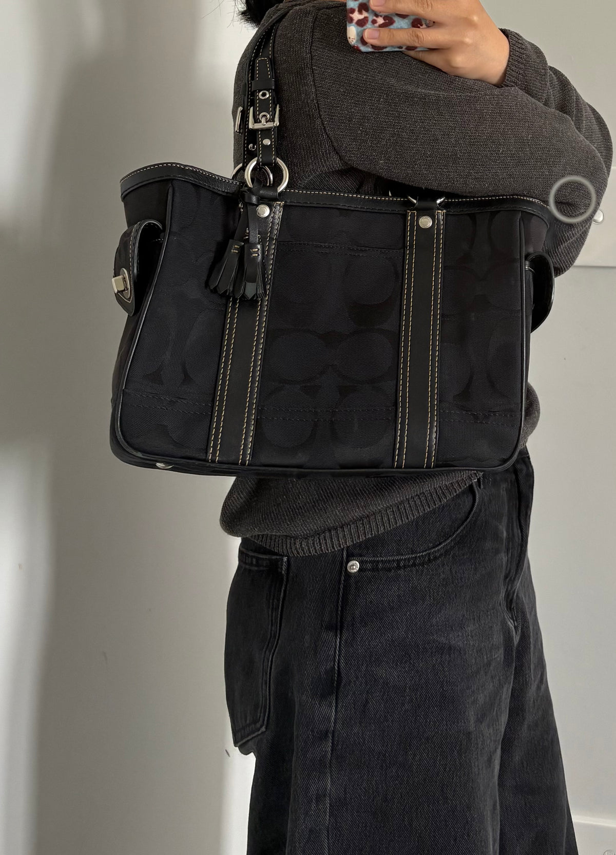 Coach Signature Black Canvas Tote