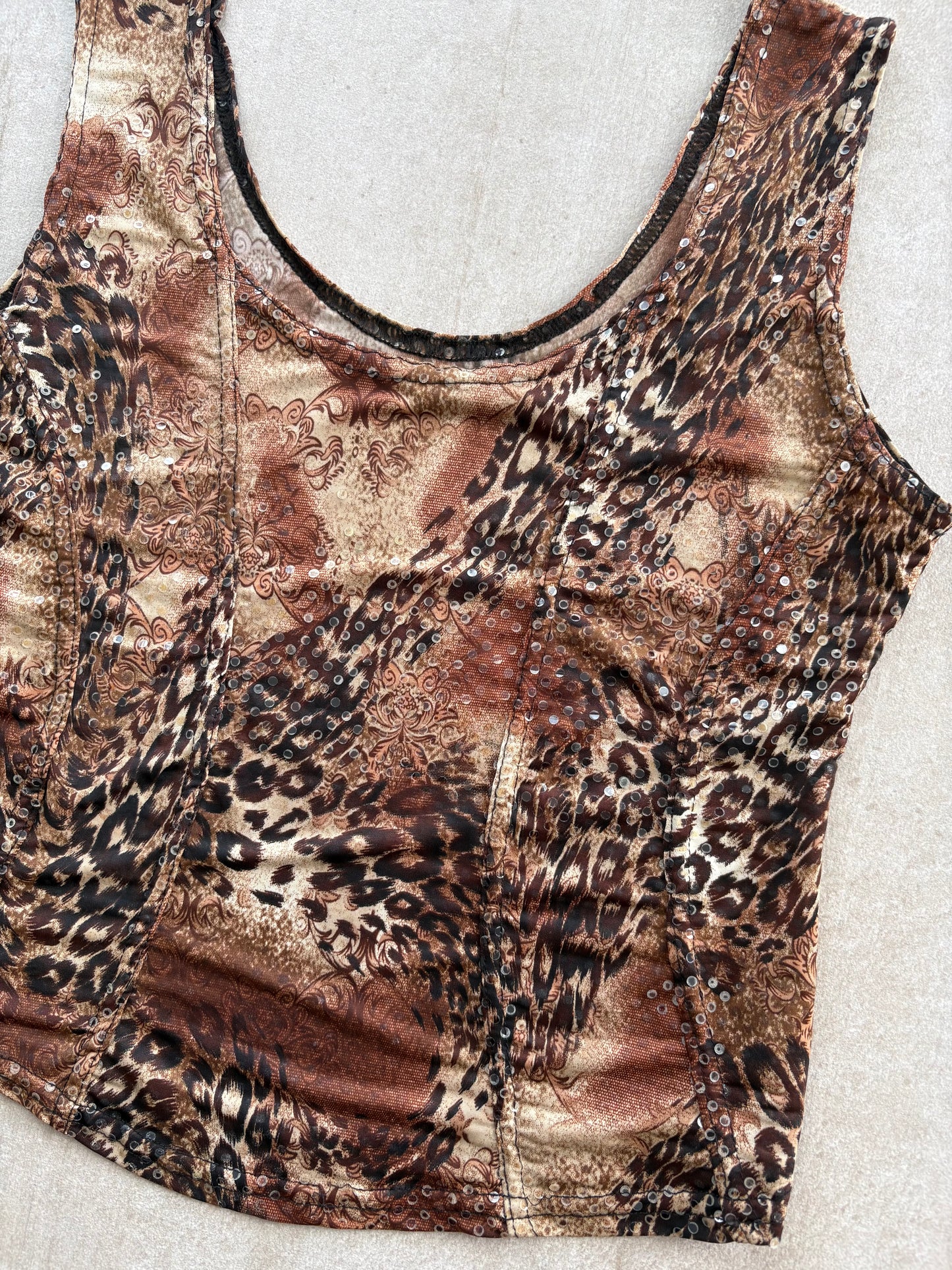 00's Leopard Print Cropped Tank Top