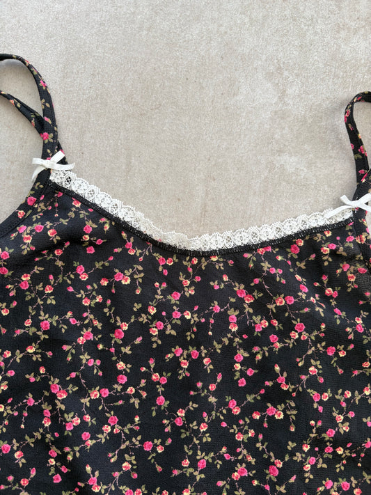 00's Floral Cami w/ White Lace