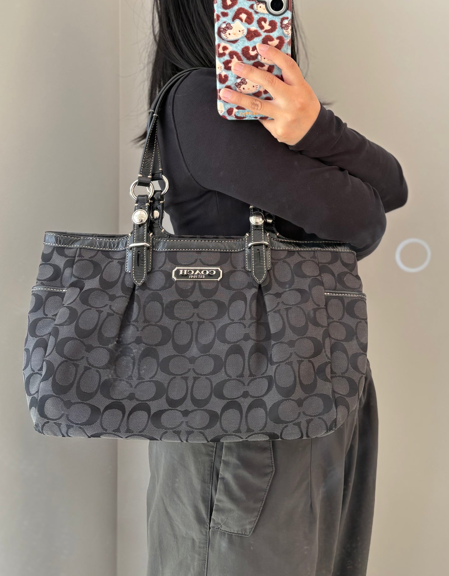 Coach Black Signature Canvas Tote Bag