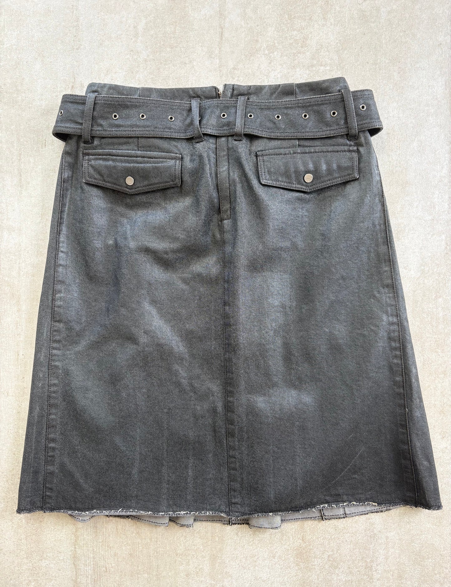 Burberry London Pleated Waxed Cotton Skirt