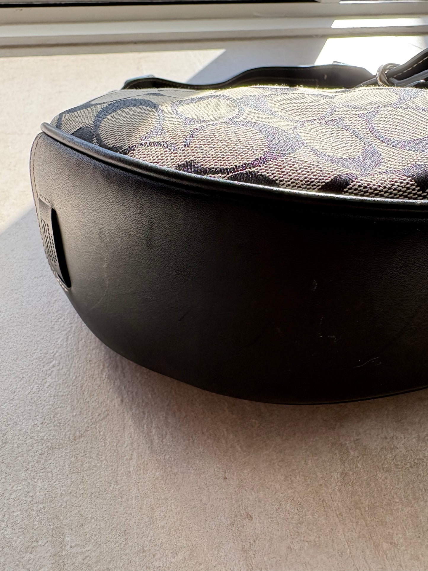 Coach Signature Hobo Black Buckle Shoulder Bag