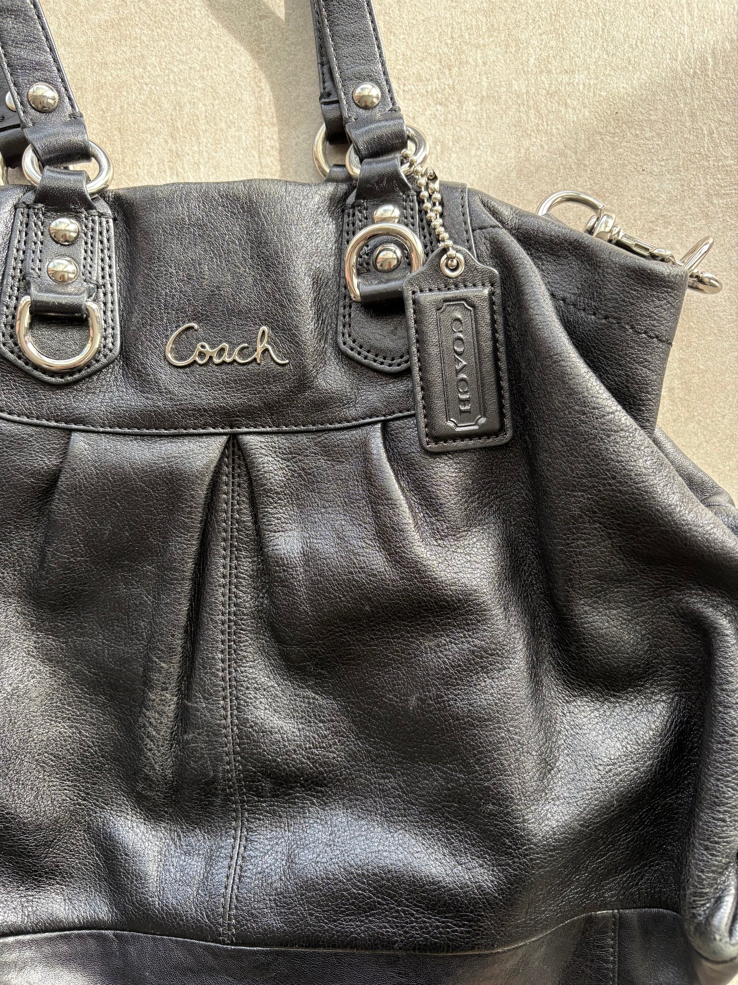 Coach Ashley Black Leather 2Way Shoulder Bag