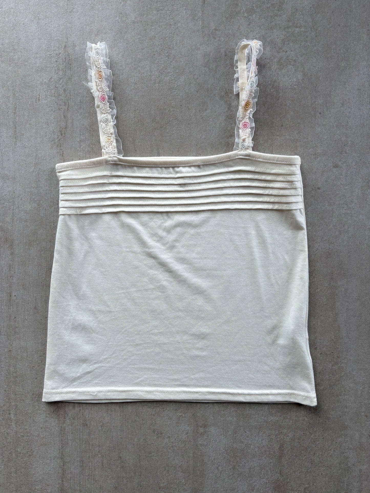 00's Japanese White Cami w/ Straps Details