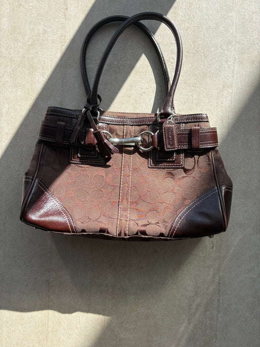 Coach Hamptons Choc Brown Signature C Satchel