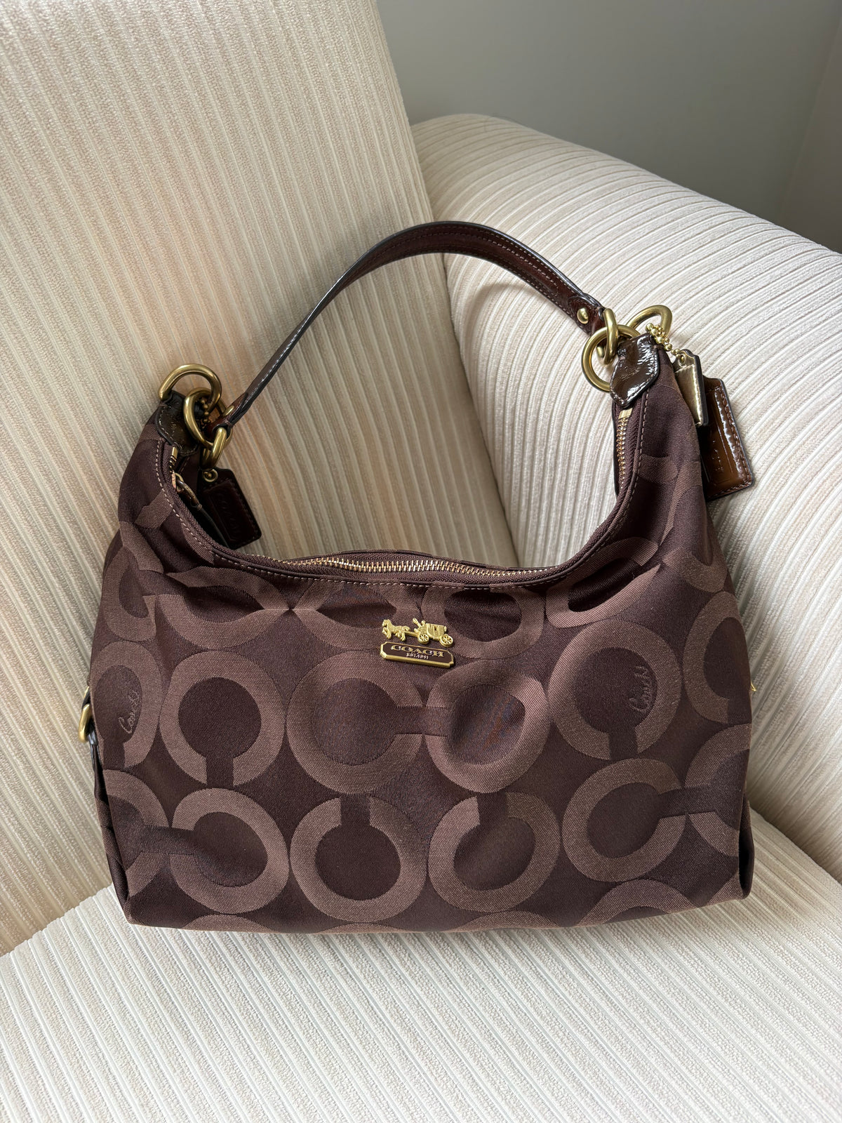 Coach Madison Op Art Hobo Bag Choc Brown