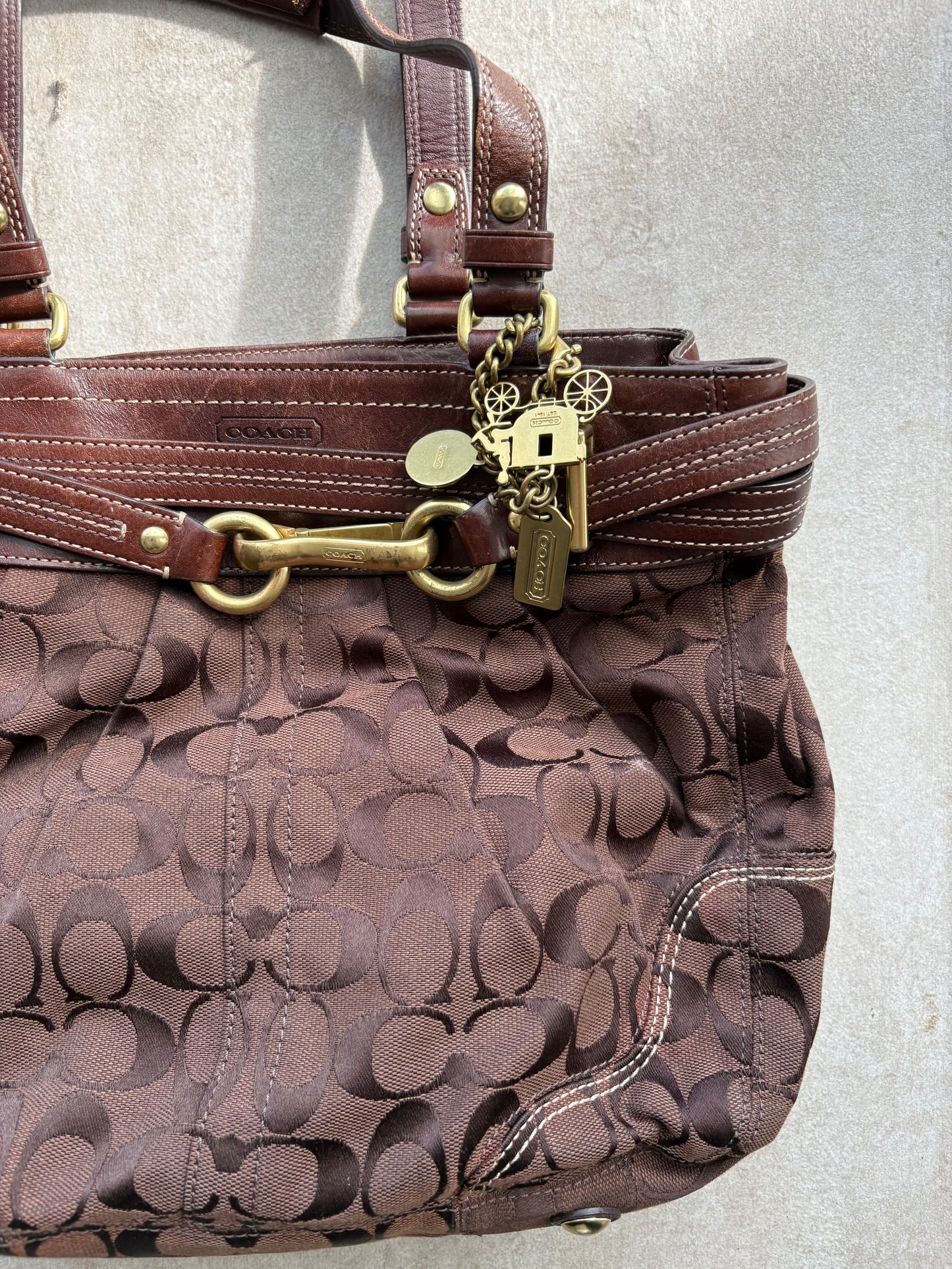Coach Brown Hampton Canvas Shoulder Bag