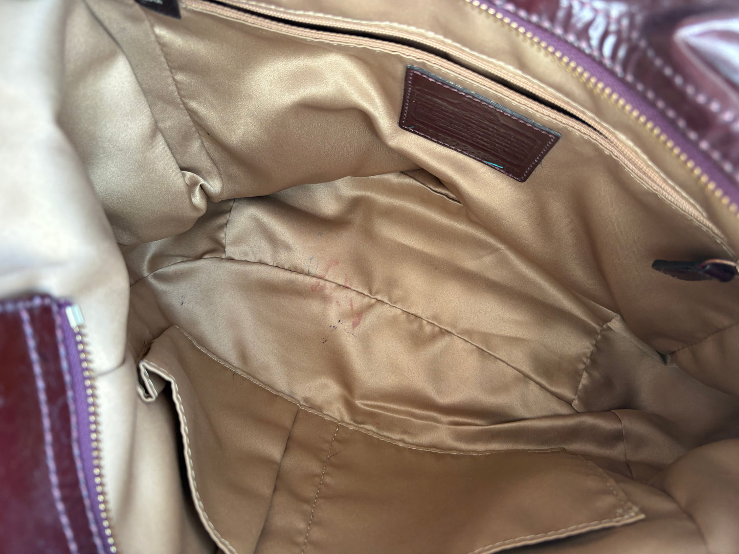 Coach Burgundy Patent Carryall Shoulder Bag