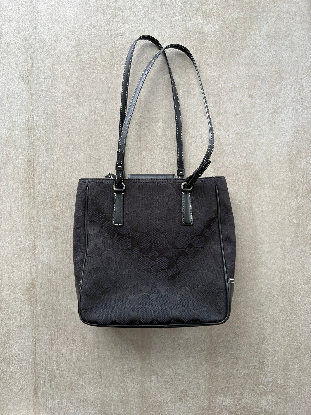 Coach Black Optic Signature C Small Bucket Bag