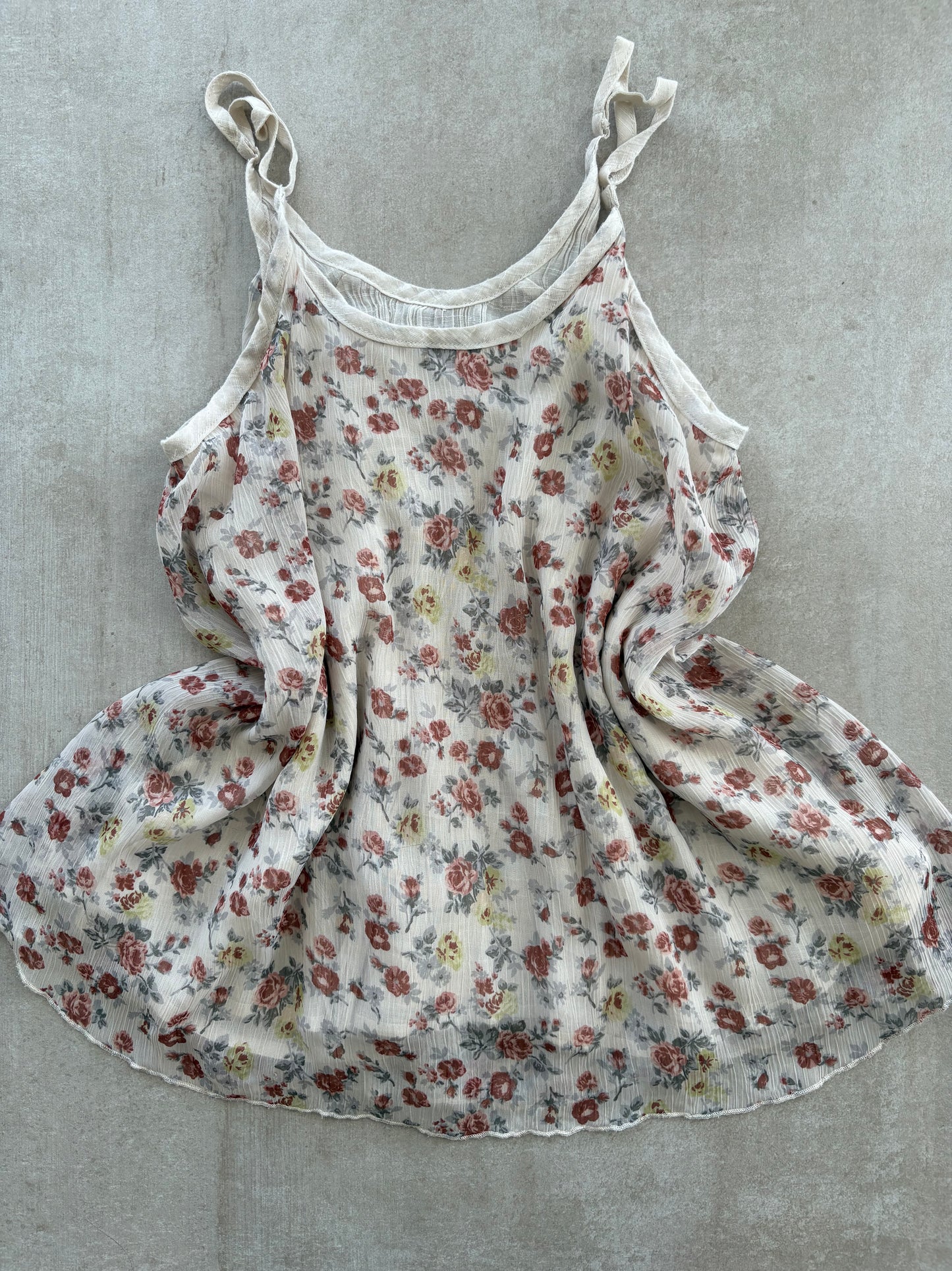 00's White Floral Cami