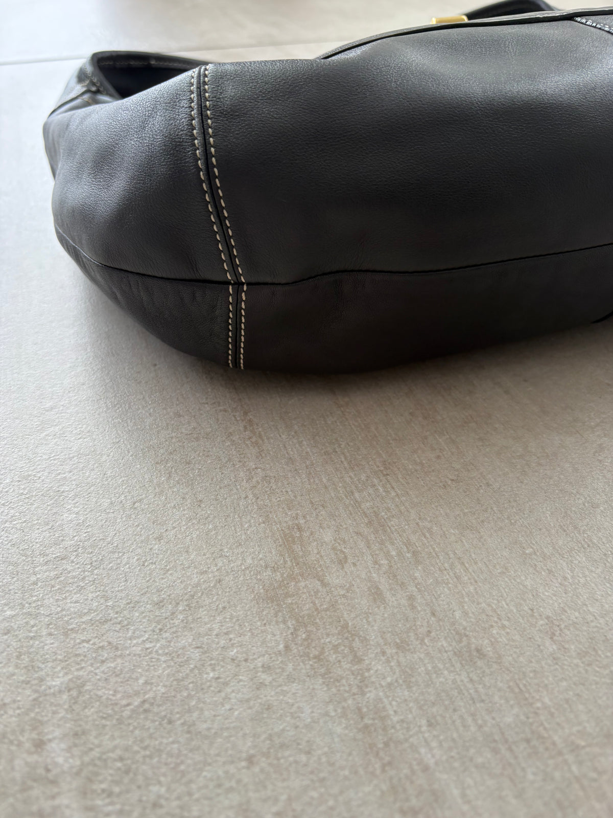 Coach Ergo Large Black Leather Turnlock Shoulder Bag