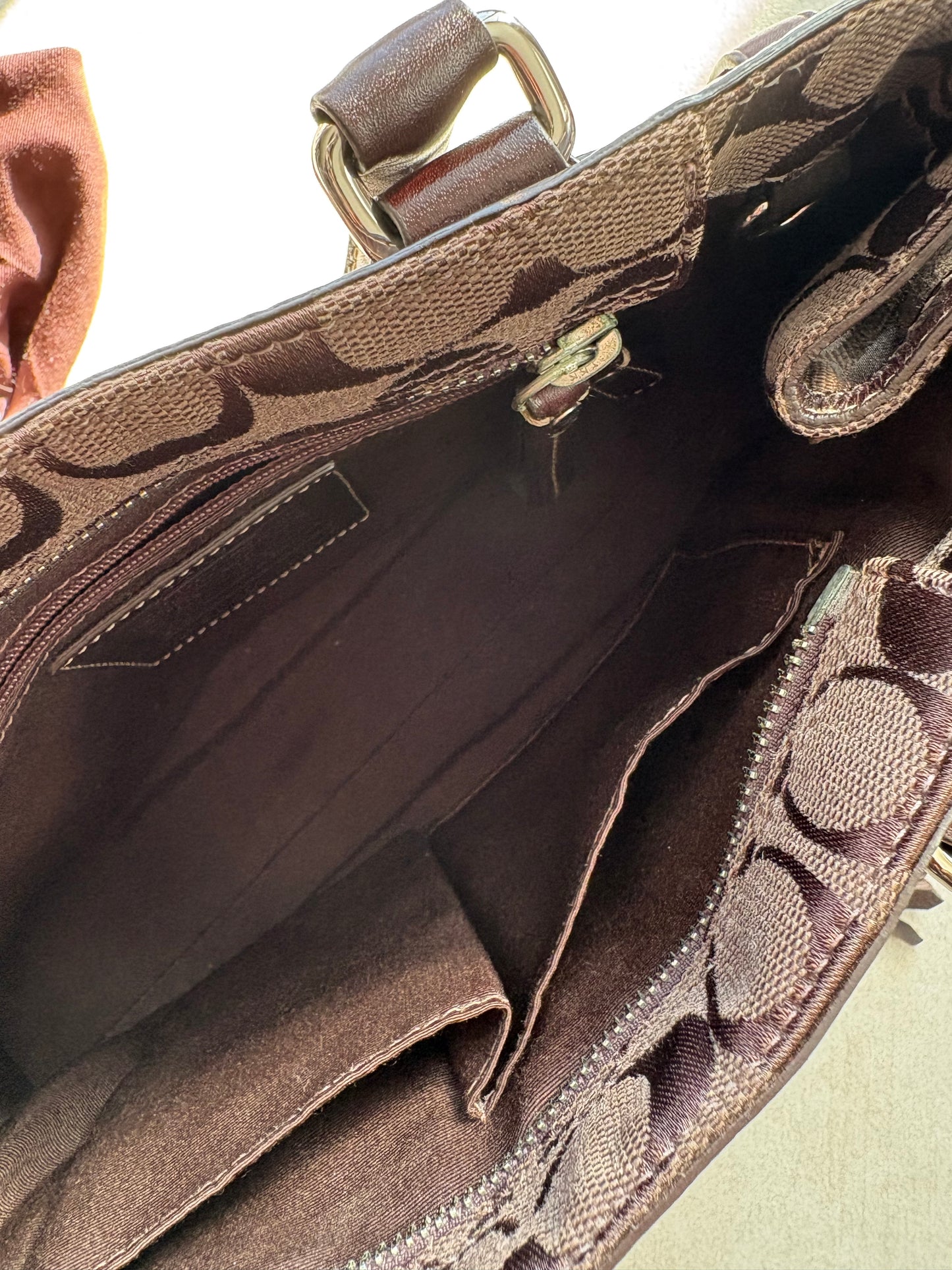 Coach Hamptons Choc Brown Signature C Satchel