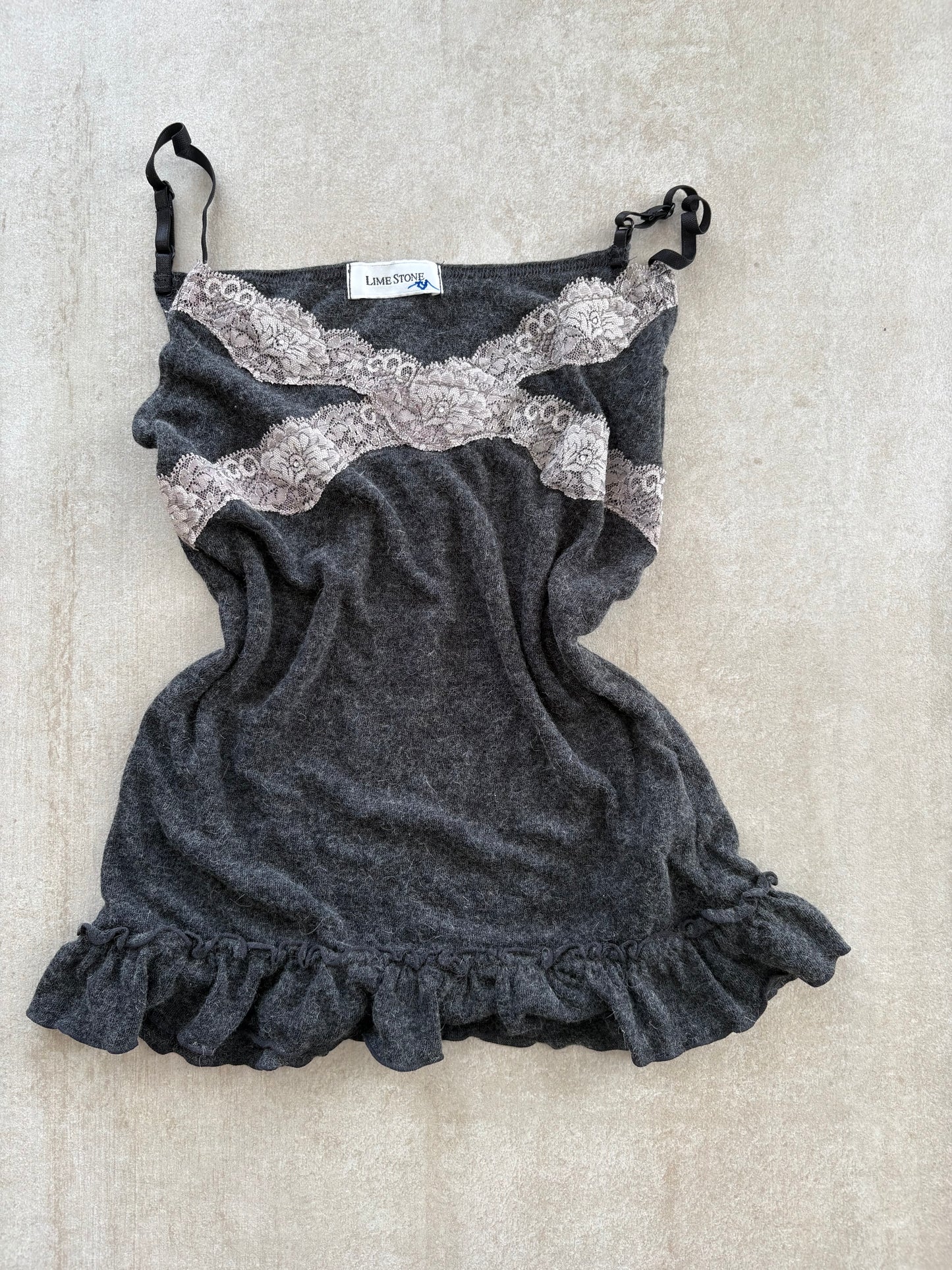 00's Grey w/ Pink Lace Trim Cami