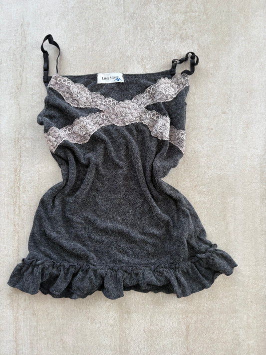 00's Grey w/ Pink Lace Trim Cami