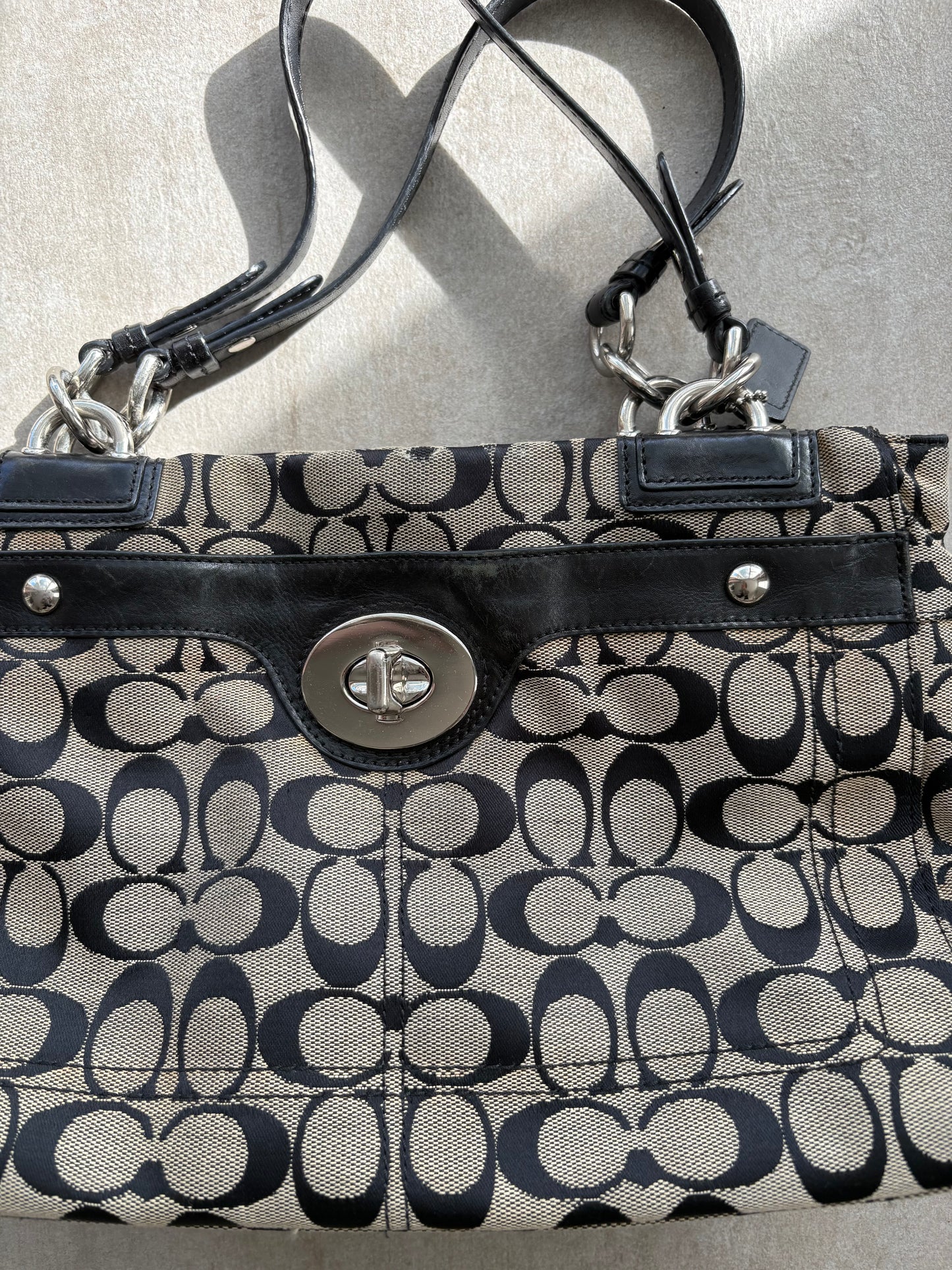 Coach Jacquard Signature Shoulder Satchel Bag