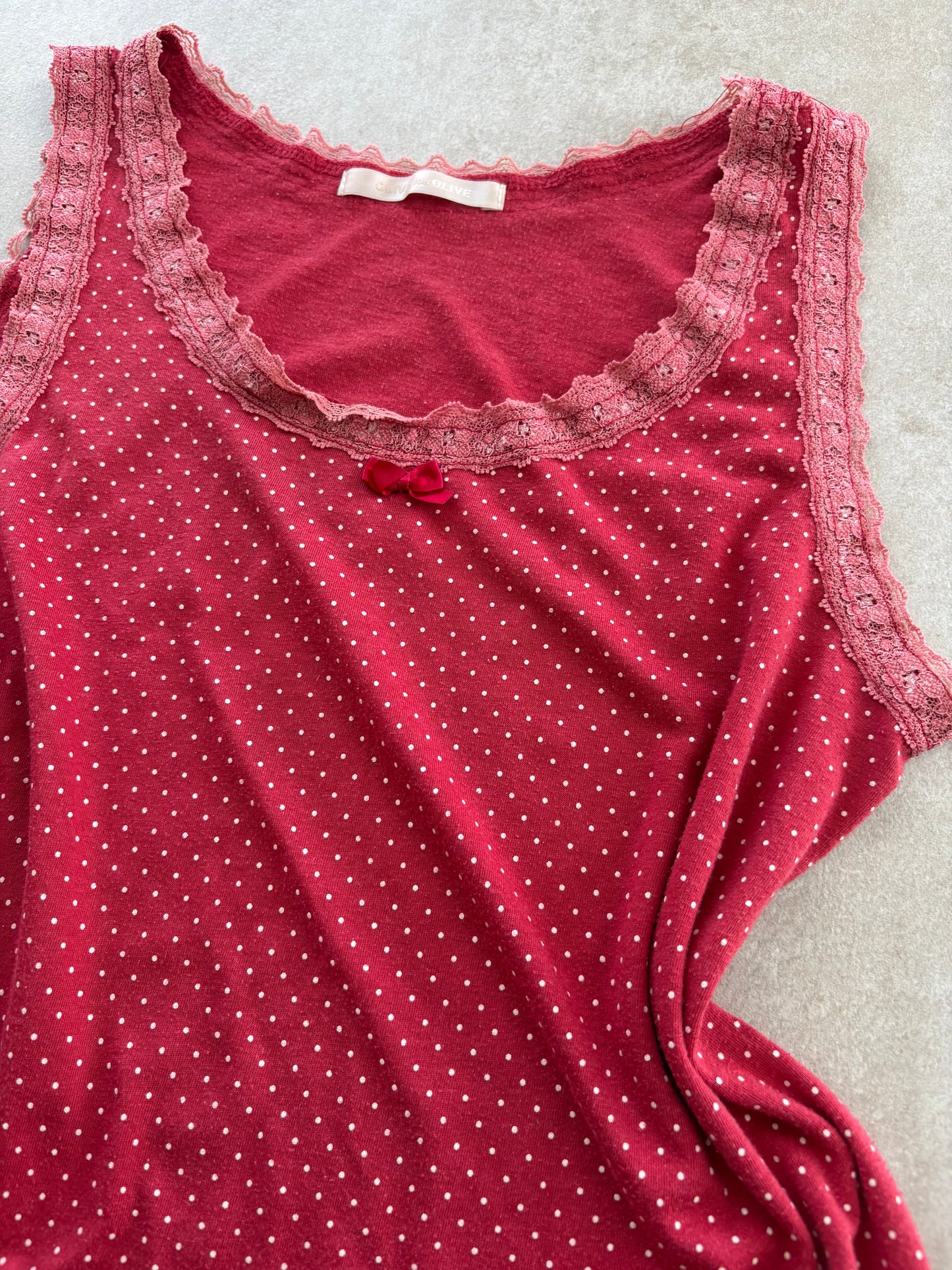 00's Japanese Red Polka Dot Tank Top