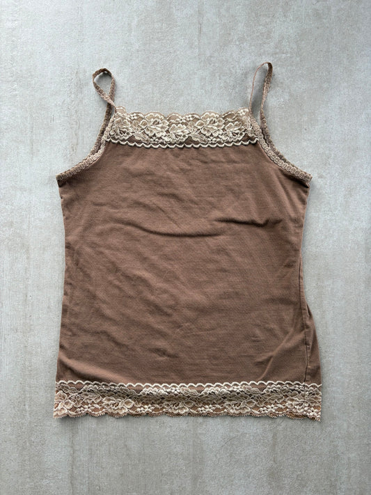 00's Japanese Brown Cami w/ Lace Details