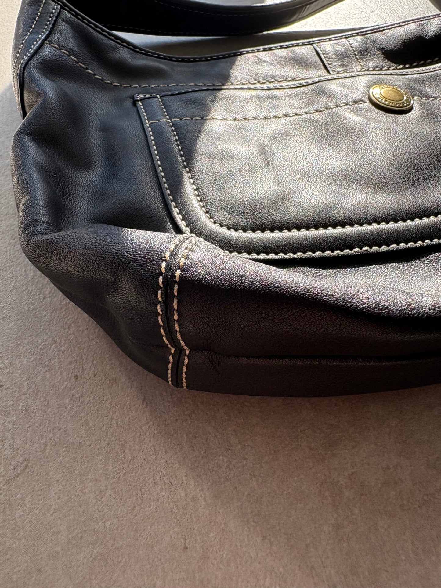 Coach Hobo Leather Black Shoulder Bag