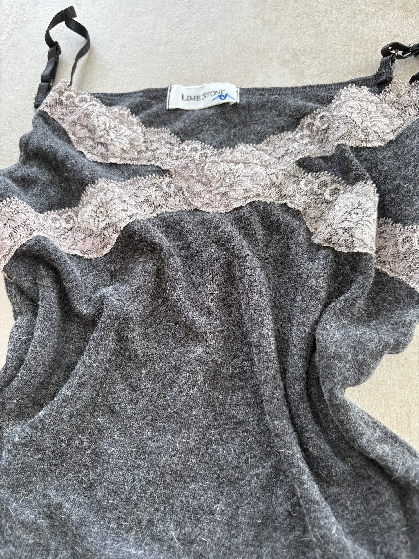 00's Grey w/ Pink Lace Trim Cami