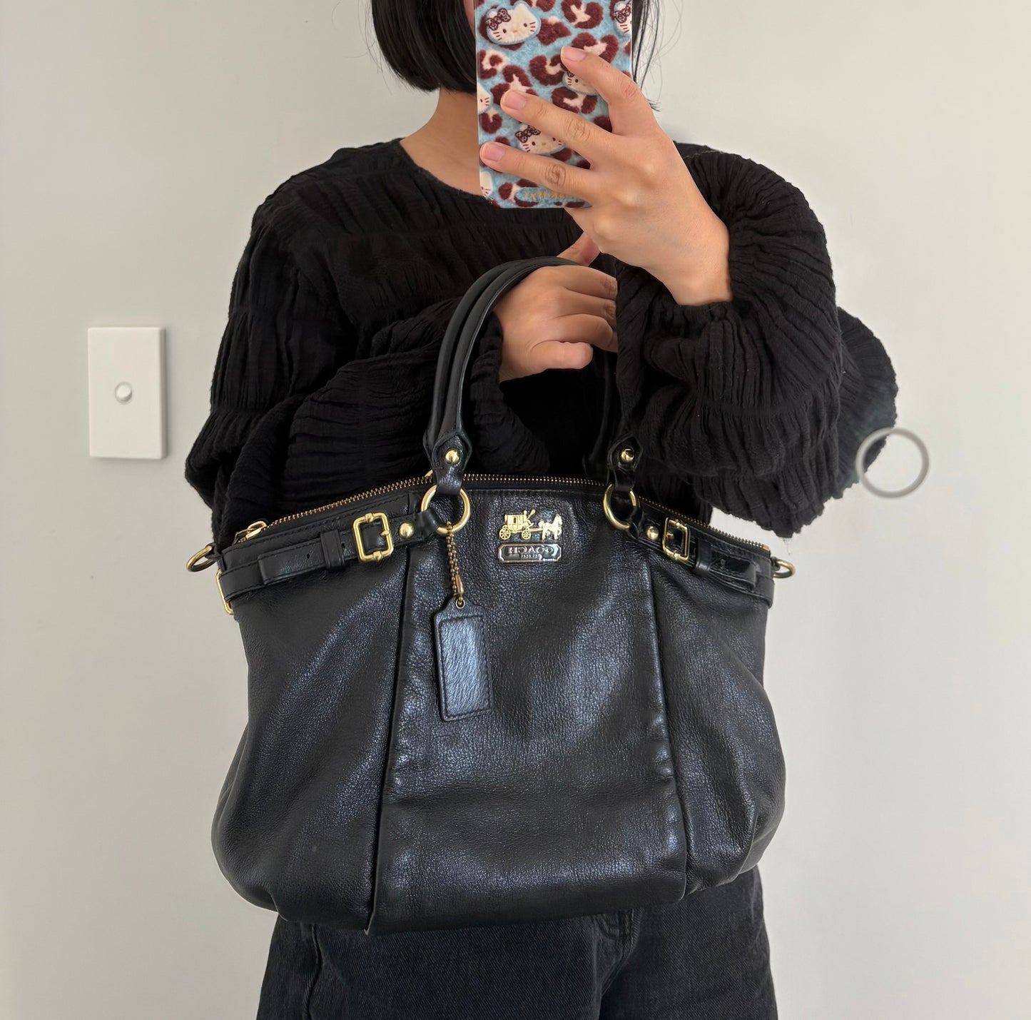 Coach Black Lindsey Madison Satchel Bag