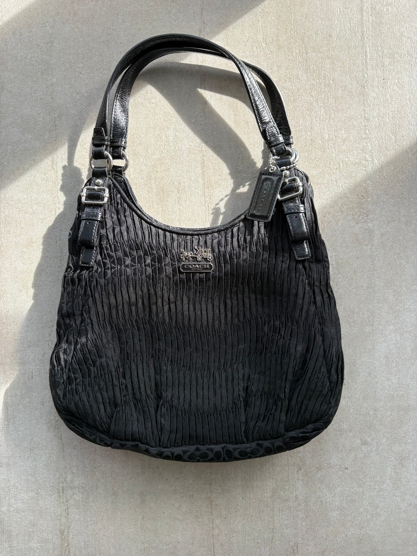 Coach Black Madison Pleated Maggie Shoulder Bag
