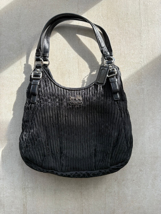 Coach Black Madison Pleated Maggie Shoulder Bag