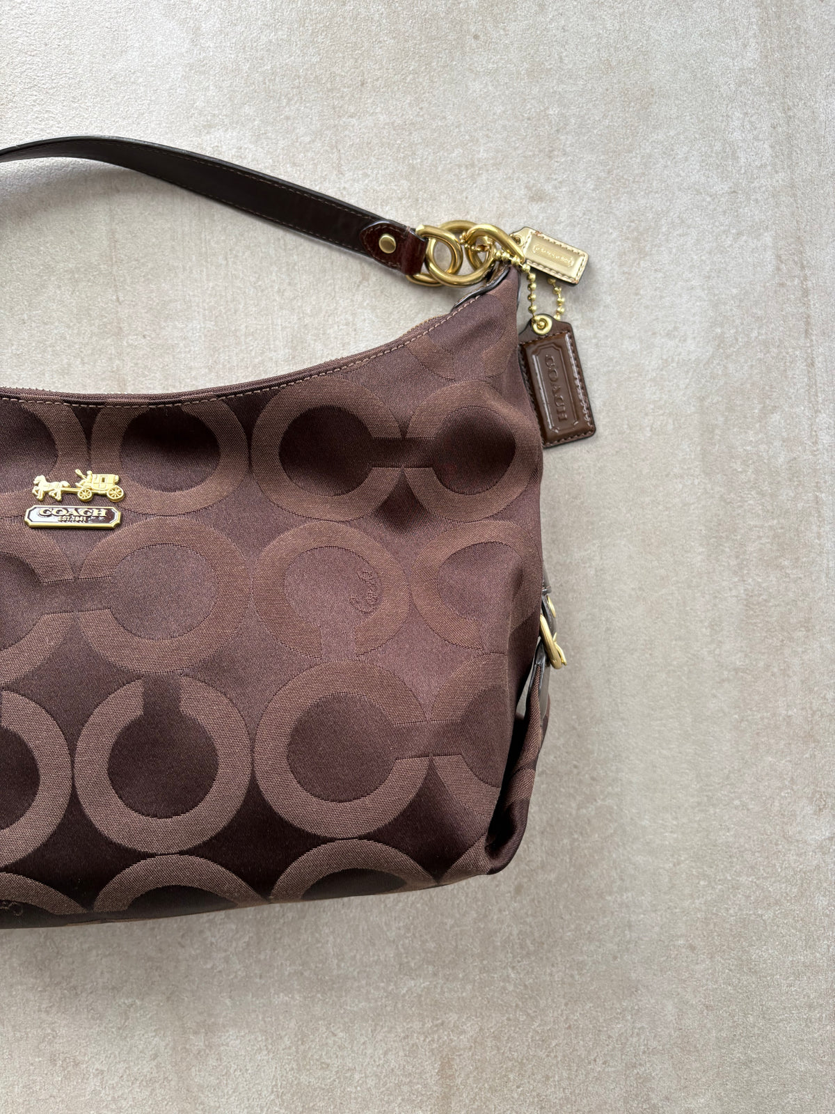 Coach Madison Op Art Hobo Bag Choc Brown