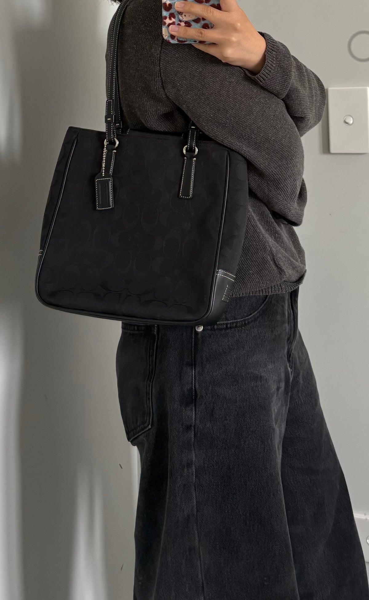 Coach Black Optic Signature C Small Bucket Bag