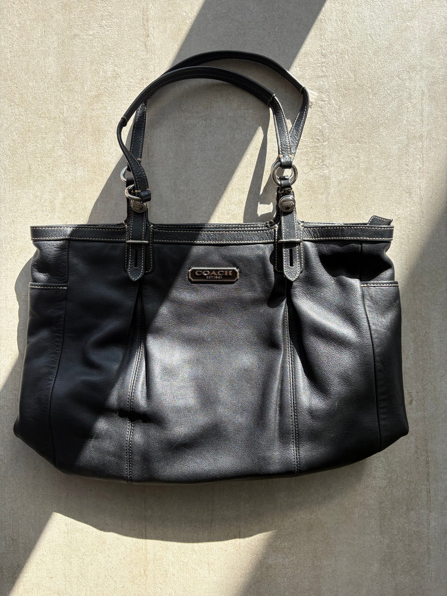 Coach Black Leather Tote Bag
