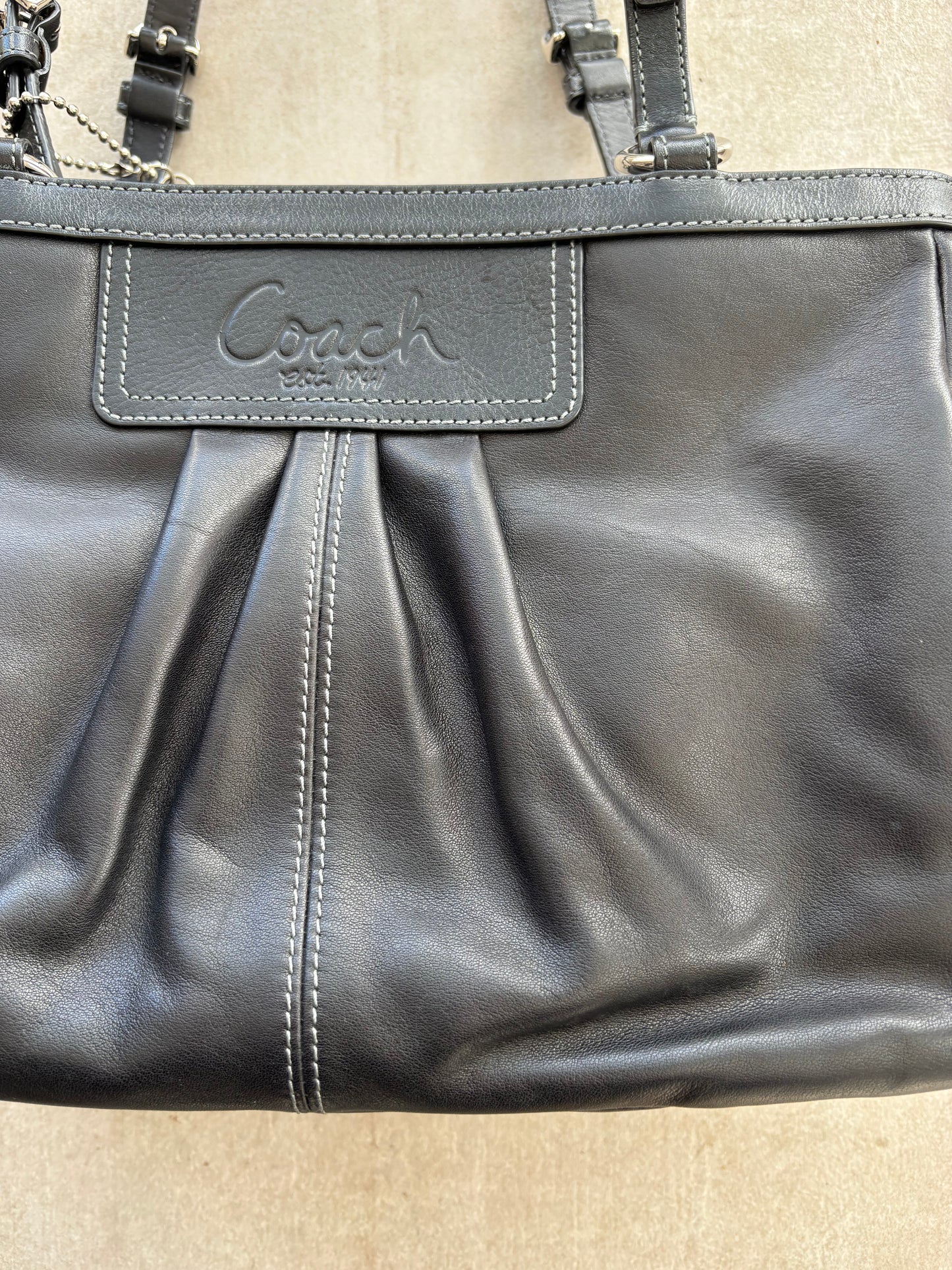 Coach Black Leather Tote Bag