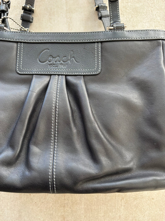 Coach Black Leather Tote Bag