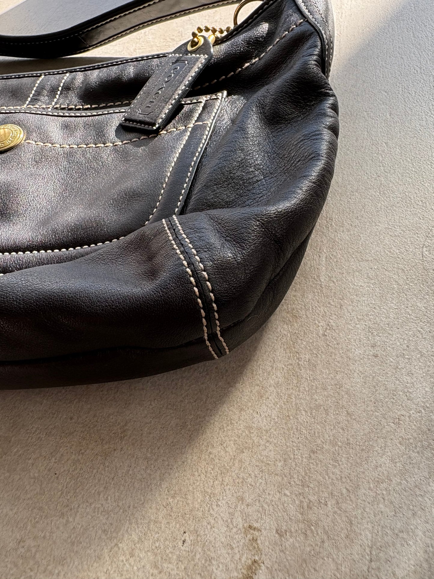 Coach Hobo Leather Black Shoulder Bag