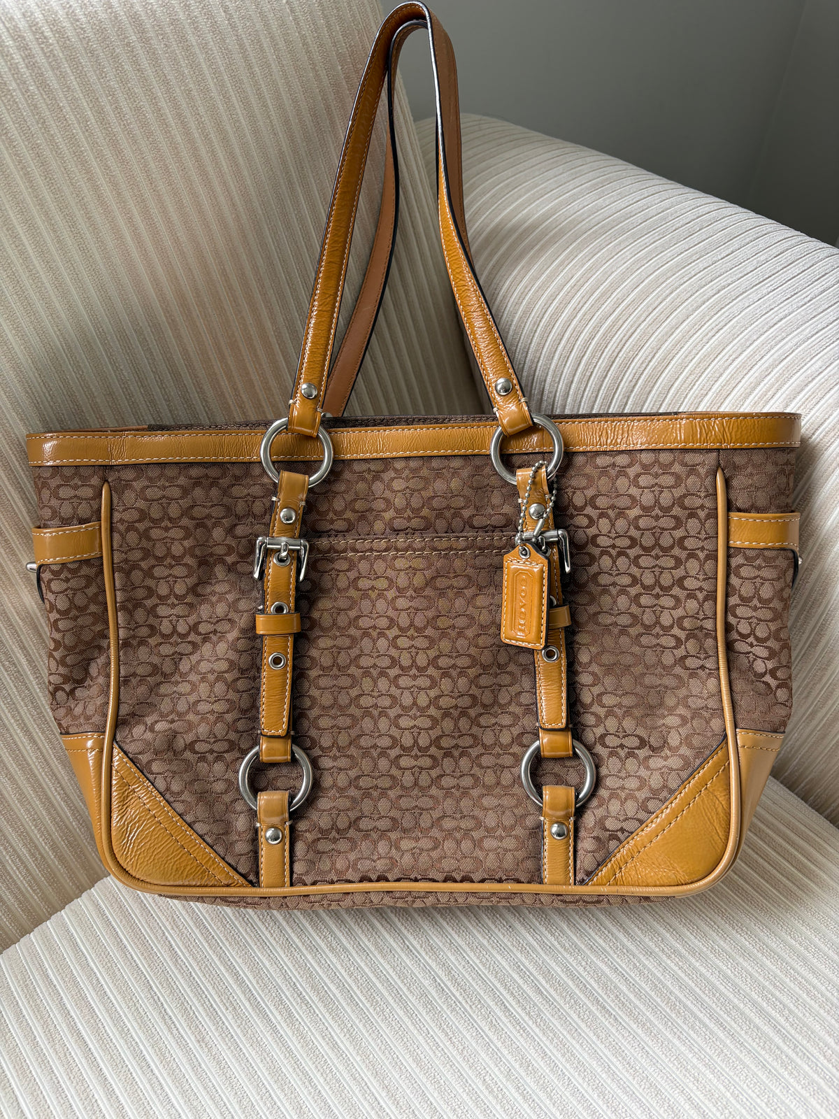 Coach Signature Brown Jacquard Gallery Tote