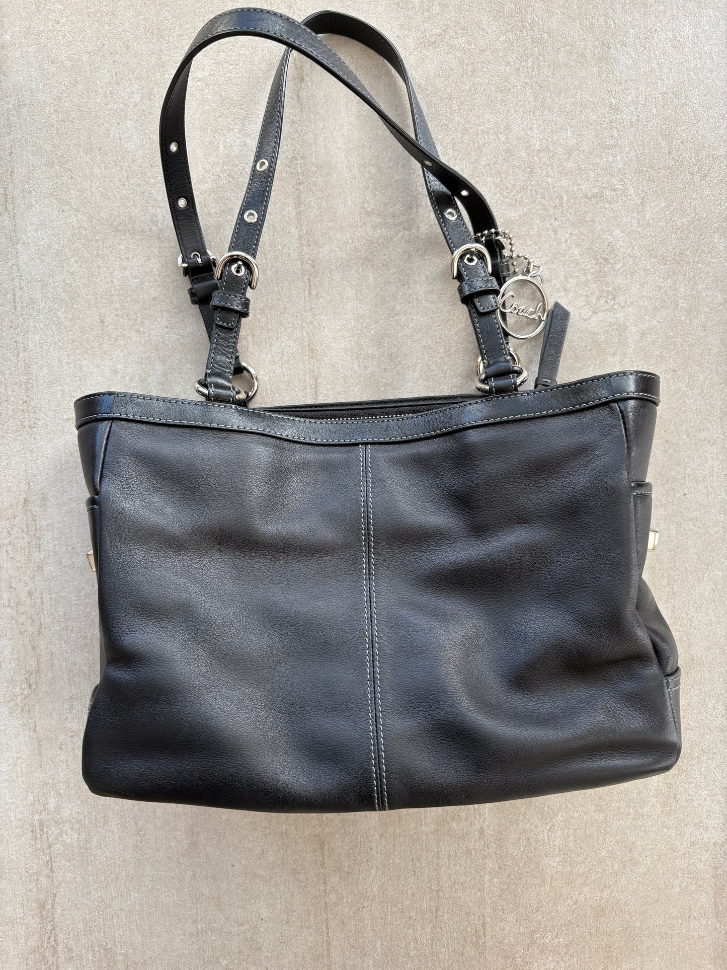 Coach Black Leather Tote Bag