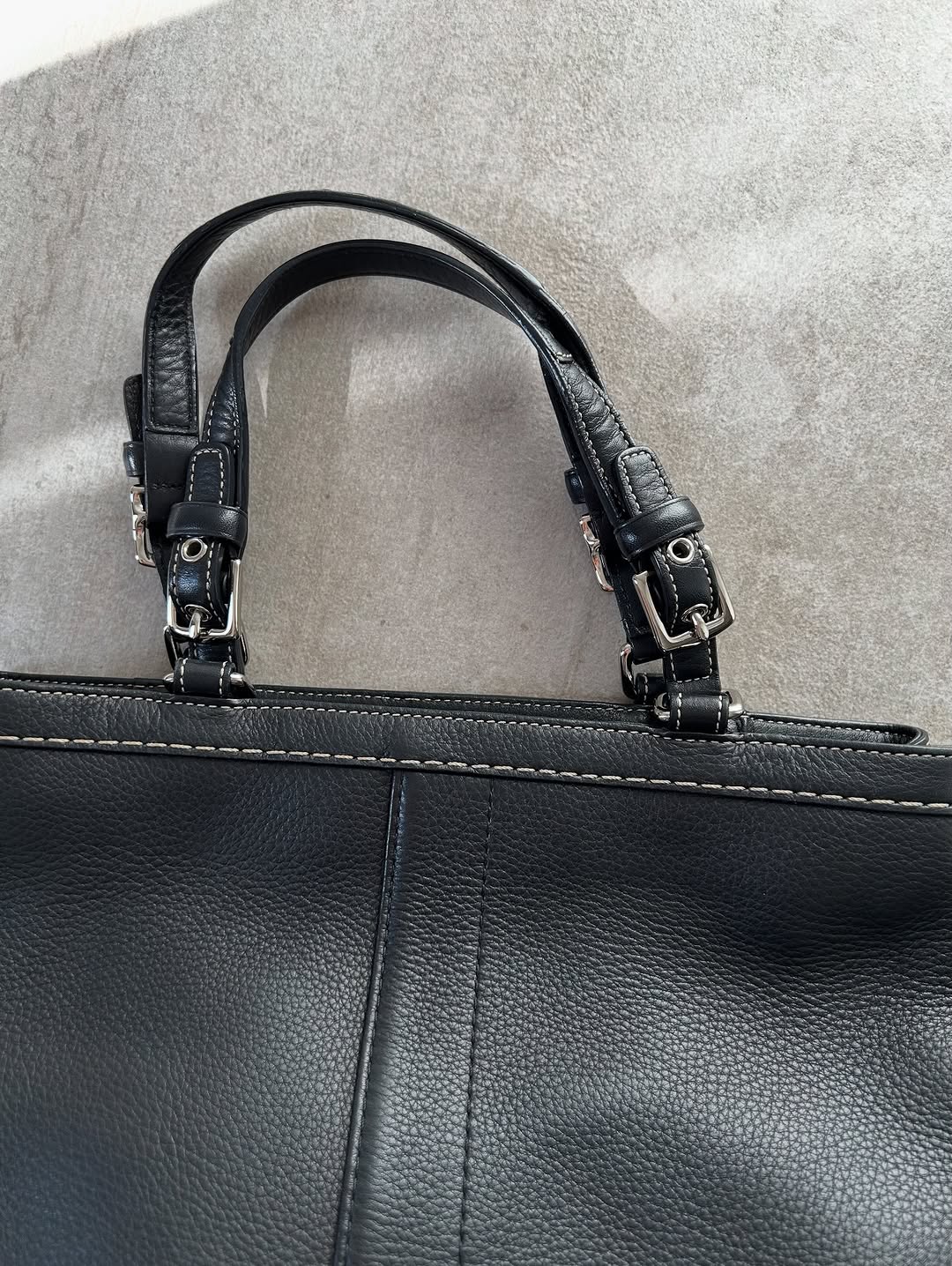 Coach Hamptons Pebbled Soft Black Leather Satchel Bag