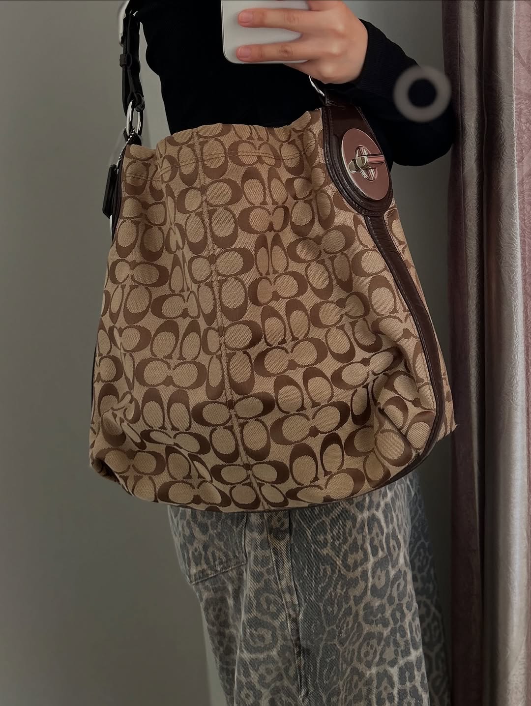 Coach Brown Canvas Hobo Bag