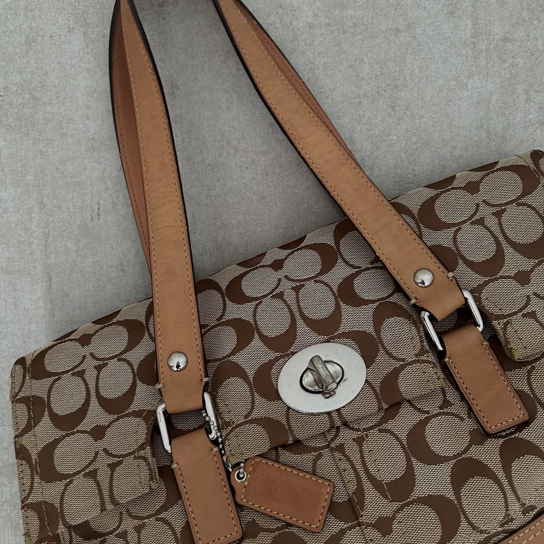 Coach Hamptons Khaki Tan Shopper Tote
