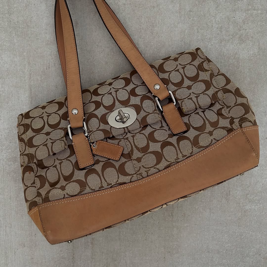 Coach Hamptons Khaki Tan Shopper Tote