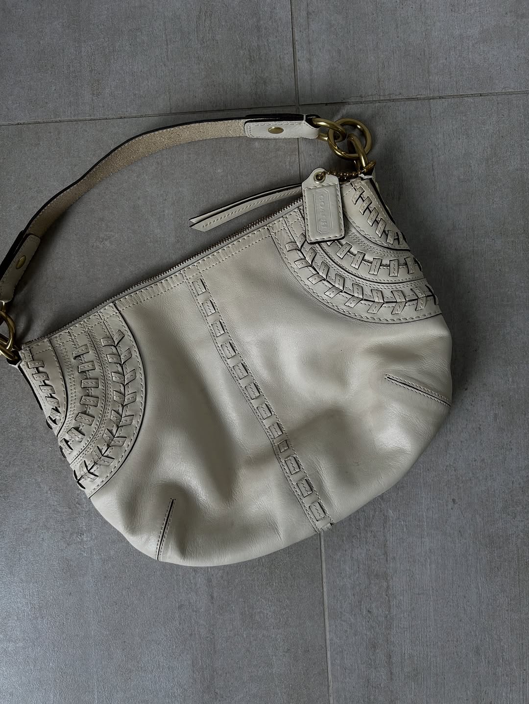 Coach Soho Hobo Bag With White Leather