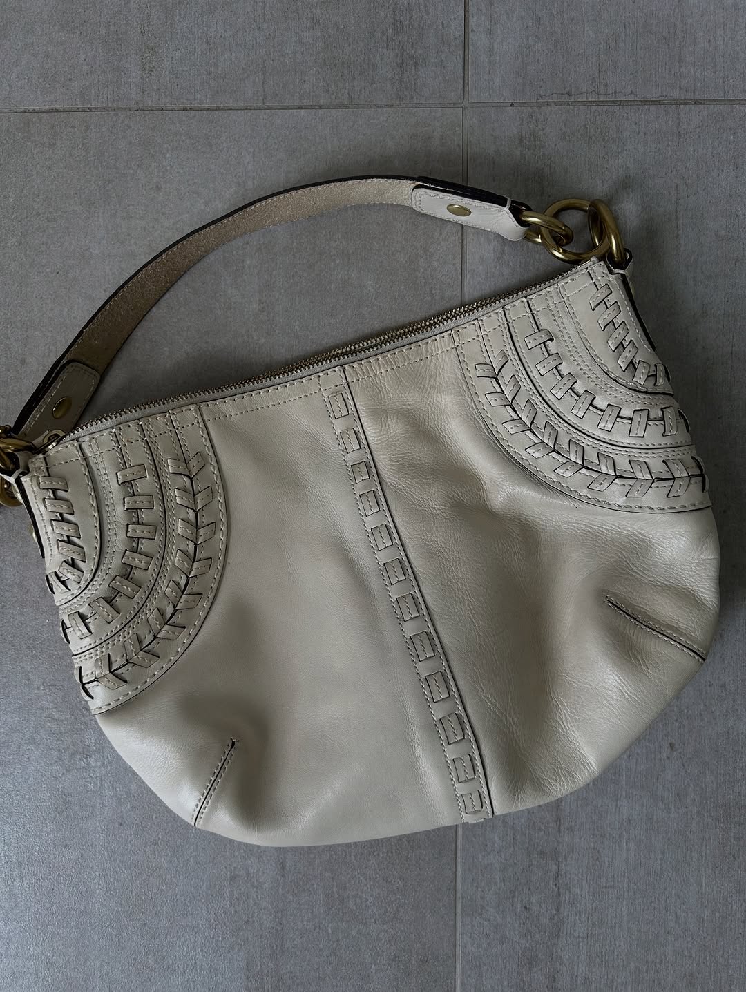 Coach Soho Hobo Bag With White Leather