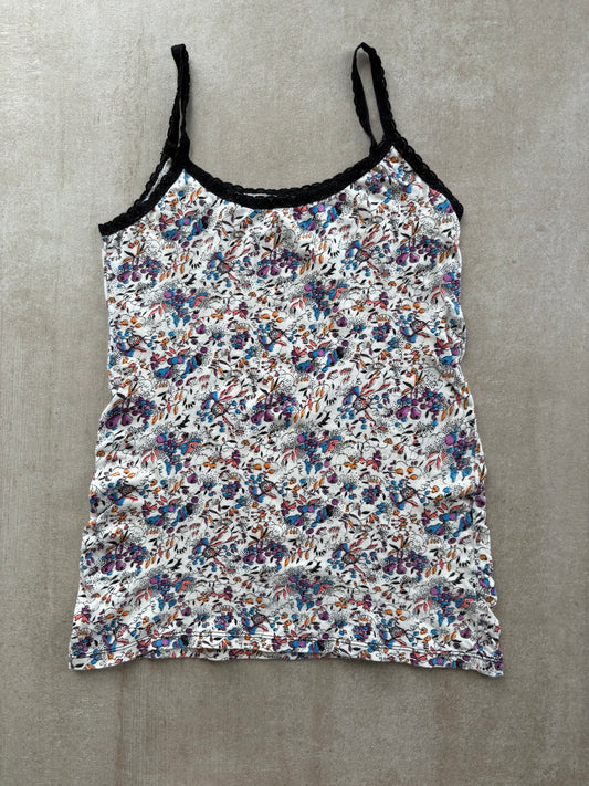 00's Japanese Floral Top w/ Black Trim