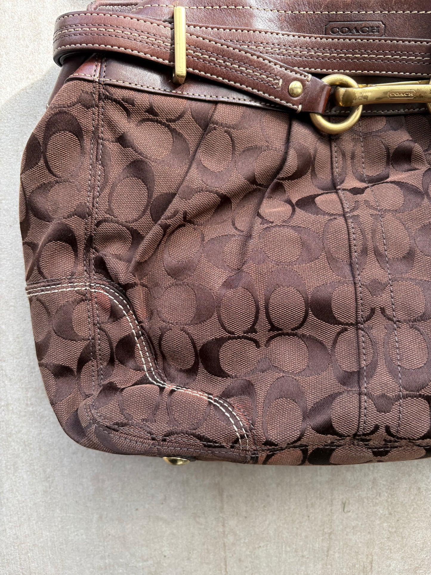 Coach Brown Hampton Canvas Shoulder Bag