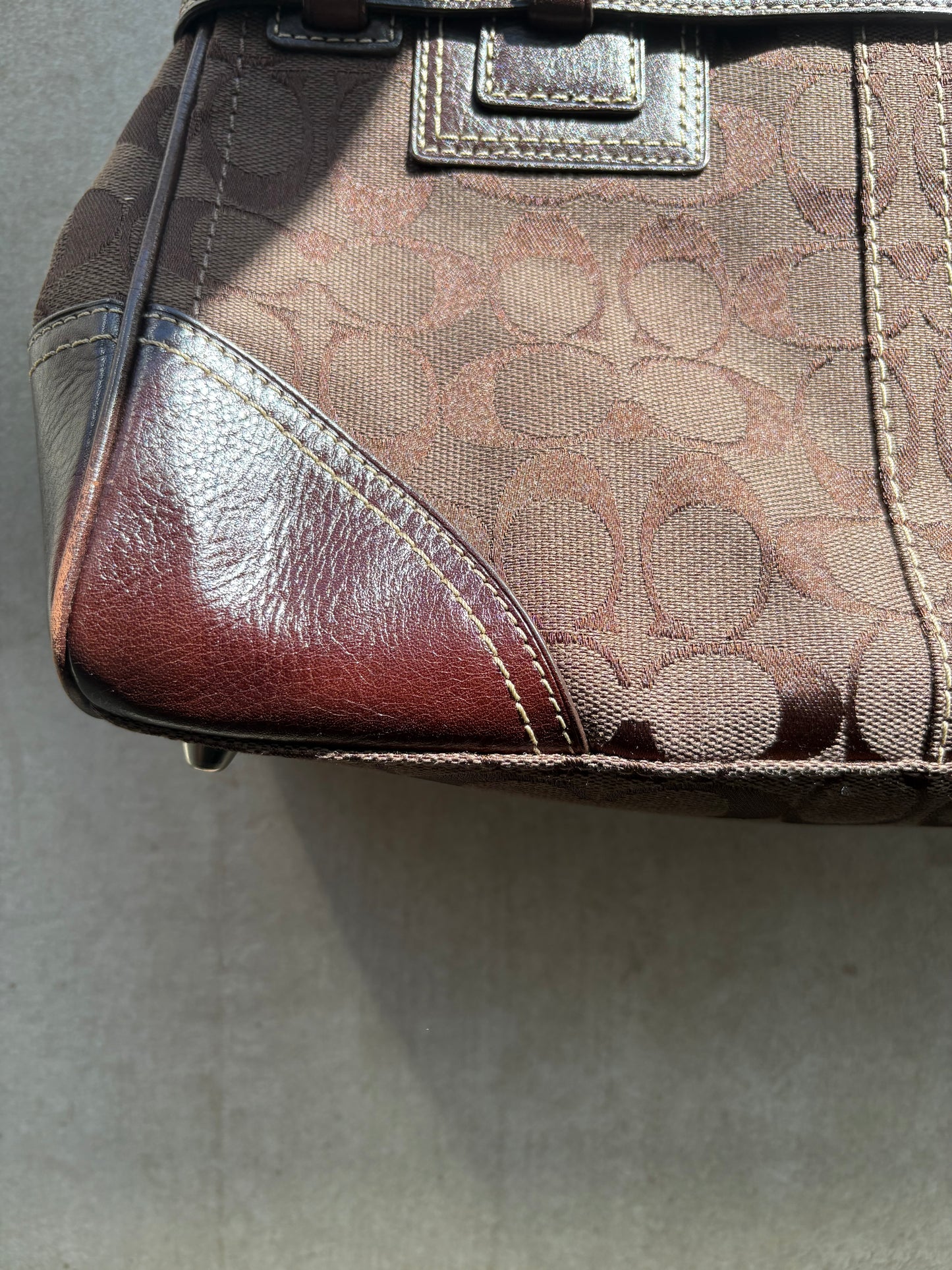Coach Hamptons Choc Brown Signature C Satchel