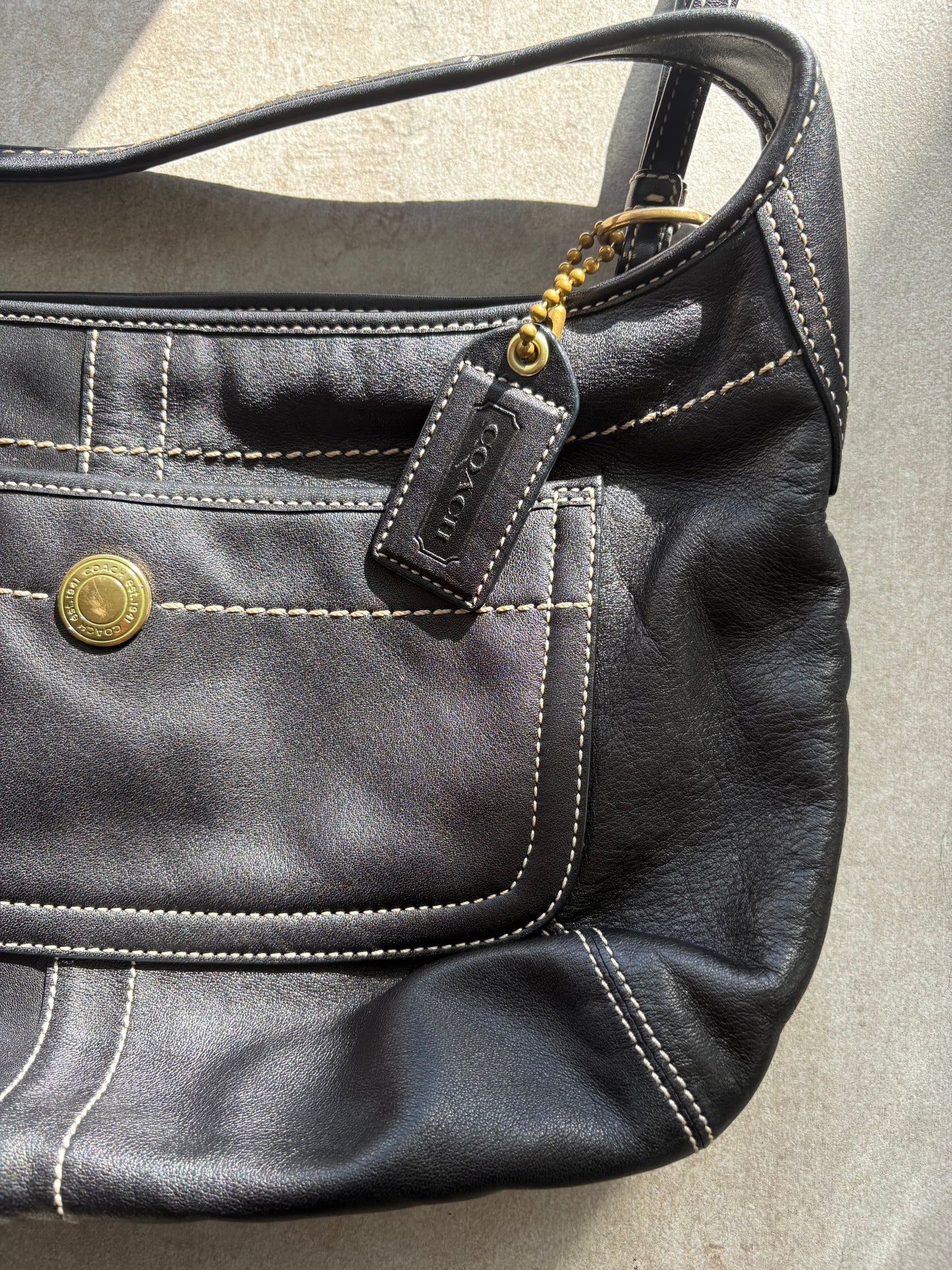 Coach Hobo Leather Black Shoulder Bag